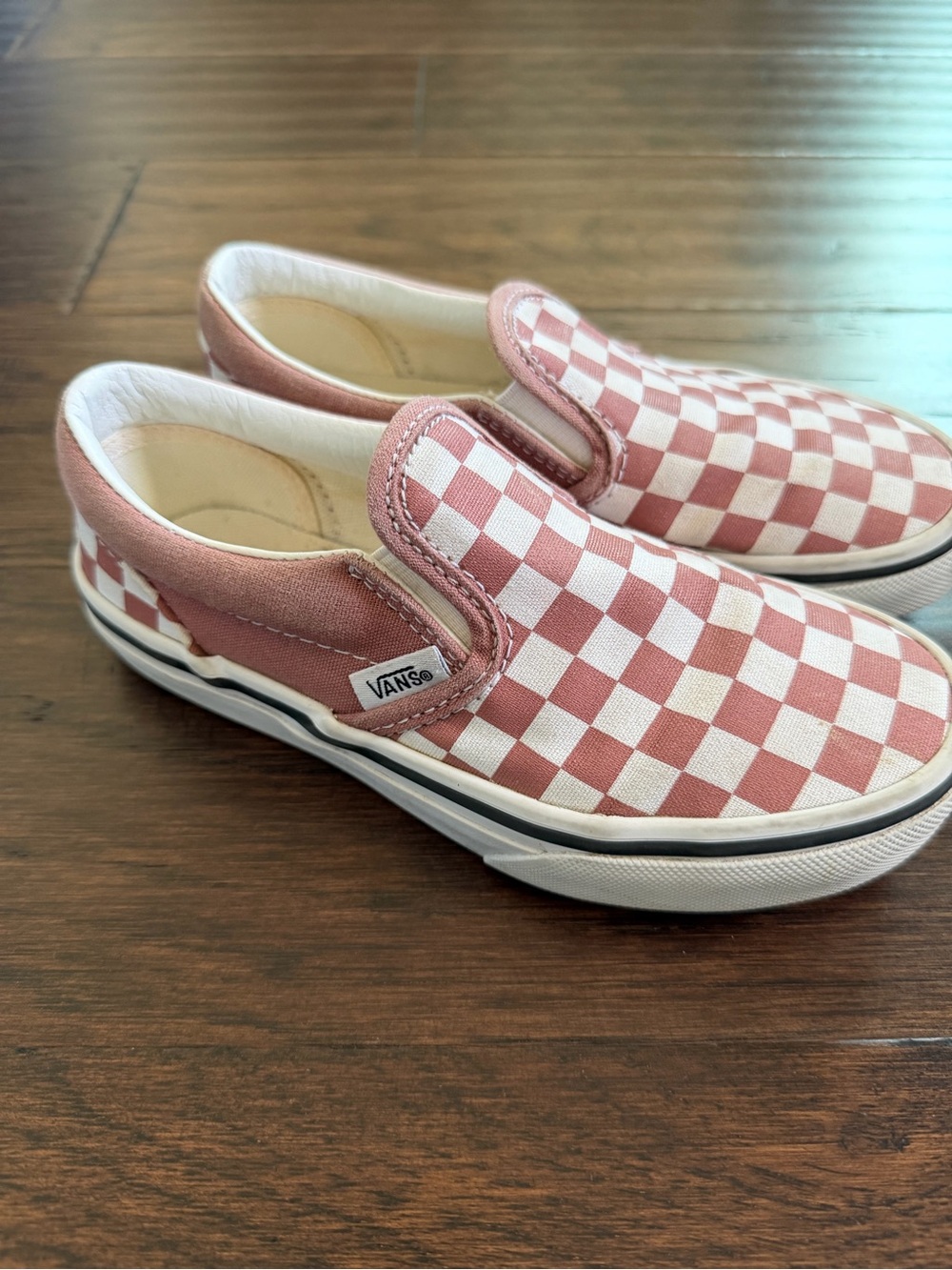 Vans Kids Slip-On Checkerboard Sneakers - Pink and White